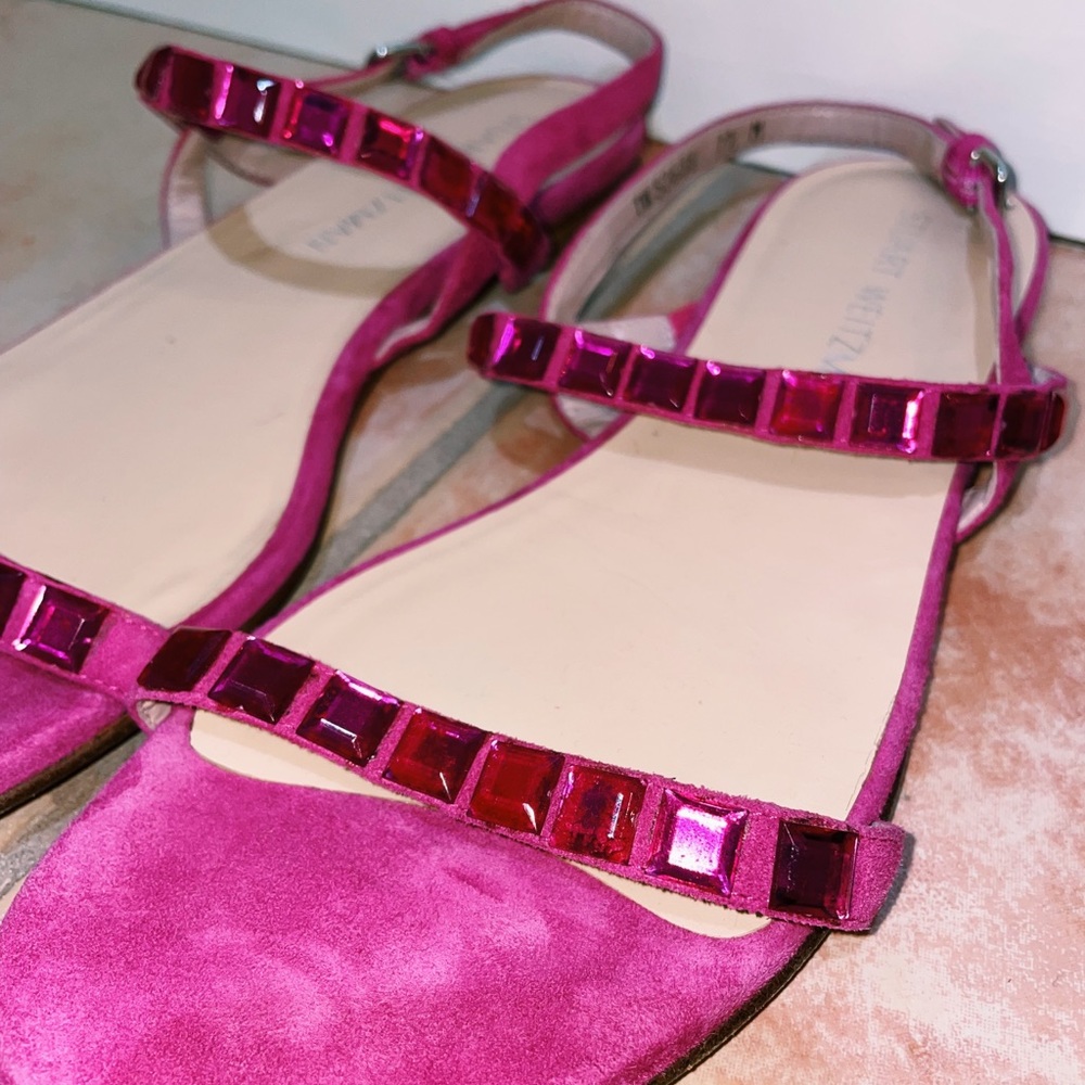 Stuart Weitzman Trailmix Jeweled Suede Sandals